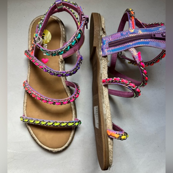 Little Girls Steve Madden Multi color Sandals Sz 3 - Picture 2 of 4